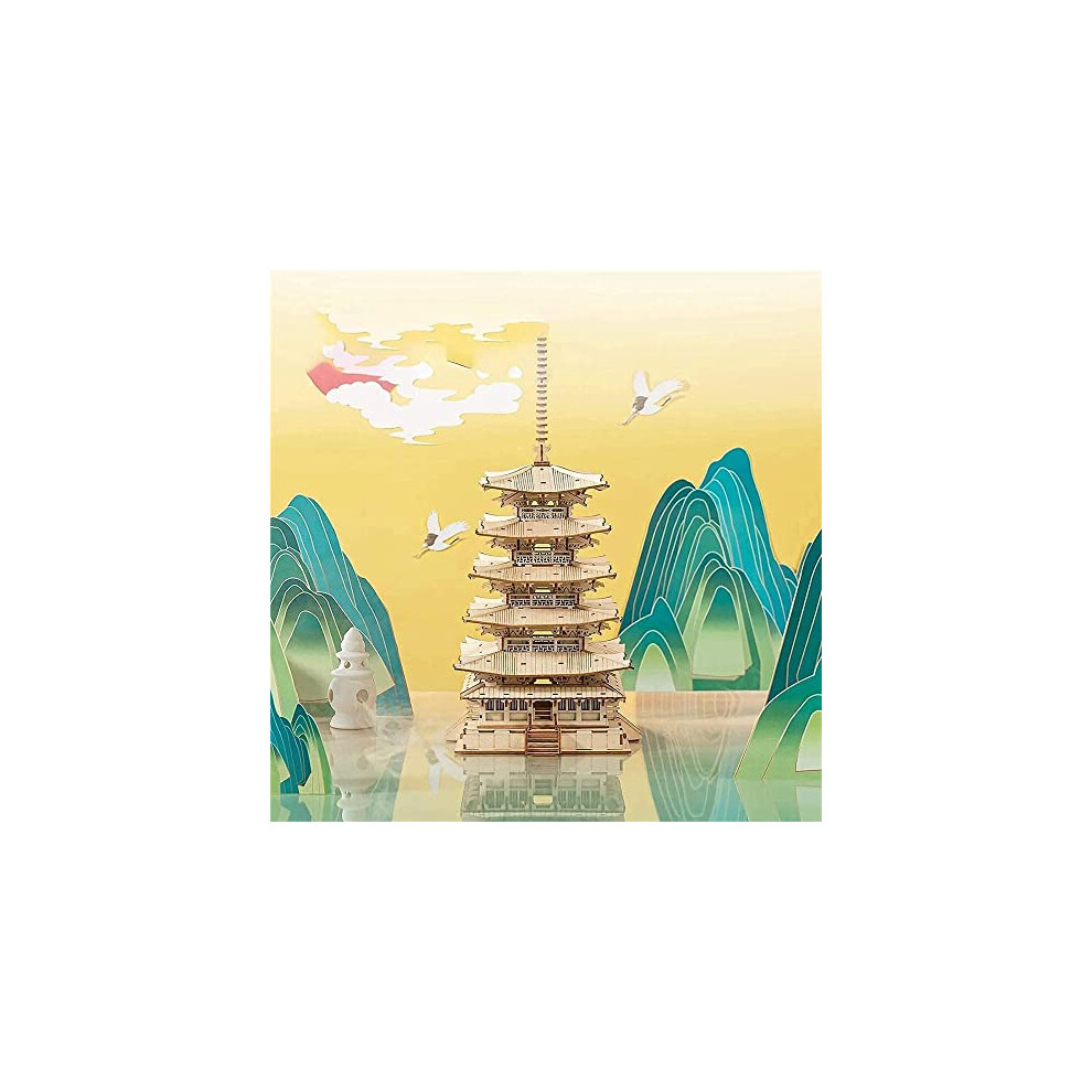 ROWOOD Puzzle 3D Adulte, Maquette en Bois à Construire, Pavillon Sakura Construction Bois, Fleurs de Cerisier Japonaises, Maquettes et Modélisme Kit DIY Cadeau Femme Anniversaire, Décoration Maison