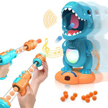 EagleStone Movable Dinosaur Shooting Toys Target Shooting Games for 5 6 7 8 9 Years Old Boys, Kids Gifts Toys w/ 2 Air Pump Guns& 48 Foam Balls, LED
