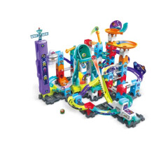 VTech Marble Rush Magnetic Magic, Construction Toys for Kids, 10 Marbles and 120 Building Pieces, Electronic Marble Run Track Set, Exciting Stunts &