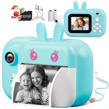 MINIBEAR 48MP Kids Instant Camera for Girls with 3 Rolls Print Paper, 1080P Digital Camera for Children, 2.4' IPS Selfie Toy Camera Toddler