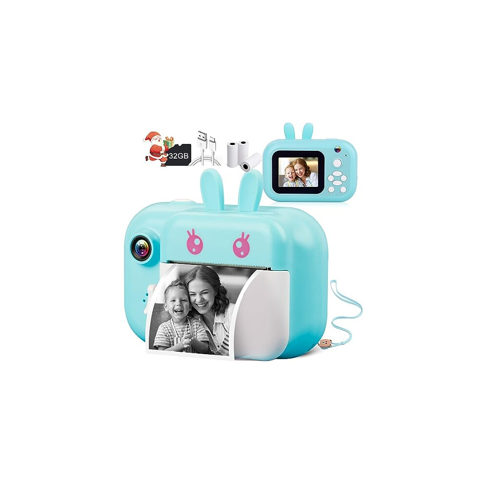 Minibear 48Mp Kids Instant Camera For Girls With 3 Rolls Print Paper, 1080P Digital Camera For Children, 2.4' Ips Selfie Toy Camera Toddler