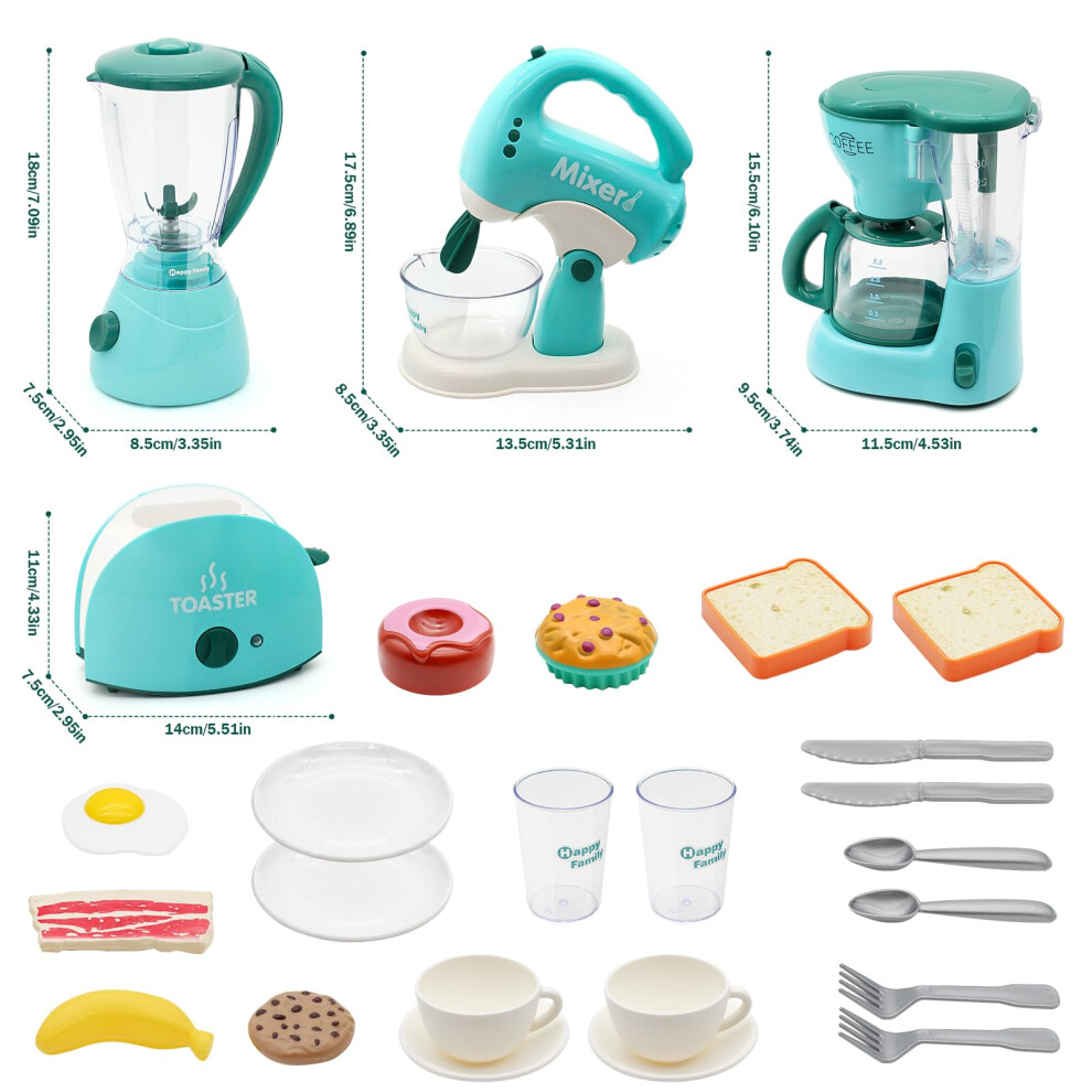 Hohosunlar Pretend Play Kitchen Appliances Toy Set Kids Kitchen Accessories Set Coffee Maker Toaster Mixer Blender with Light and Sound Food on OnBuy