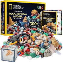 NATIONAL GEOGRAPHIC Rock Collection and Fossils for Kids? 300+ Piece Crystals and Gemstones Set Includes Geodes and Fossils, Rocks and Minerals