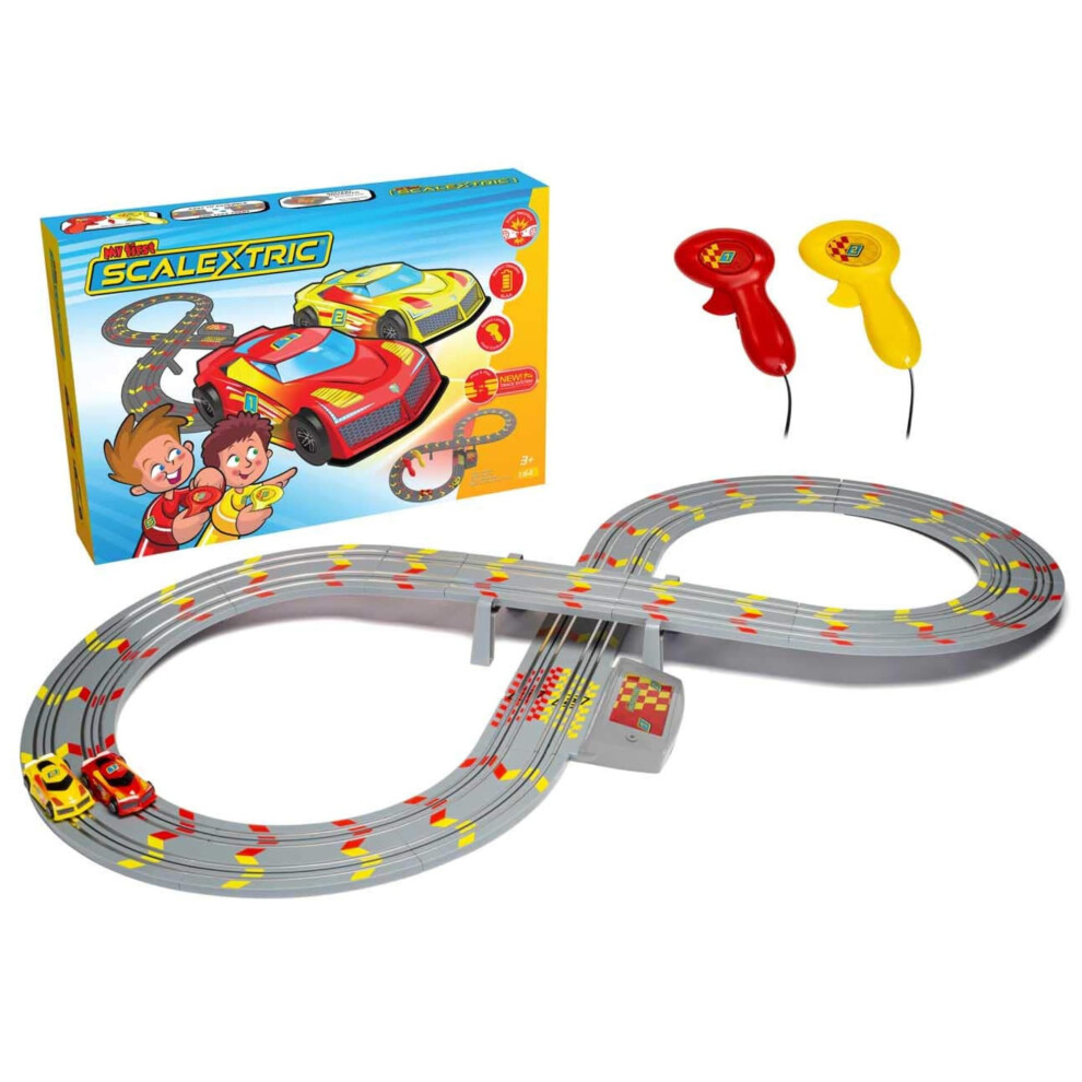 My First Scalextric Racing Track Sets for Kids Ages 3+ - Battery Powered Micro Race Car Set, Toy Cars Race Tracks for Boys. Incl. 1x Speed Track, 2x