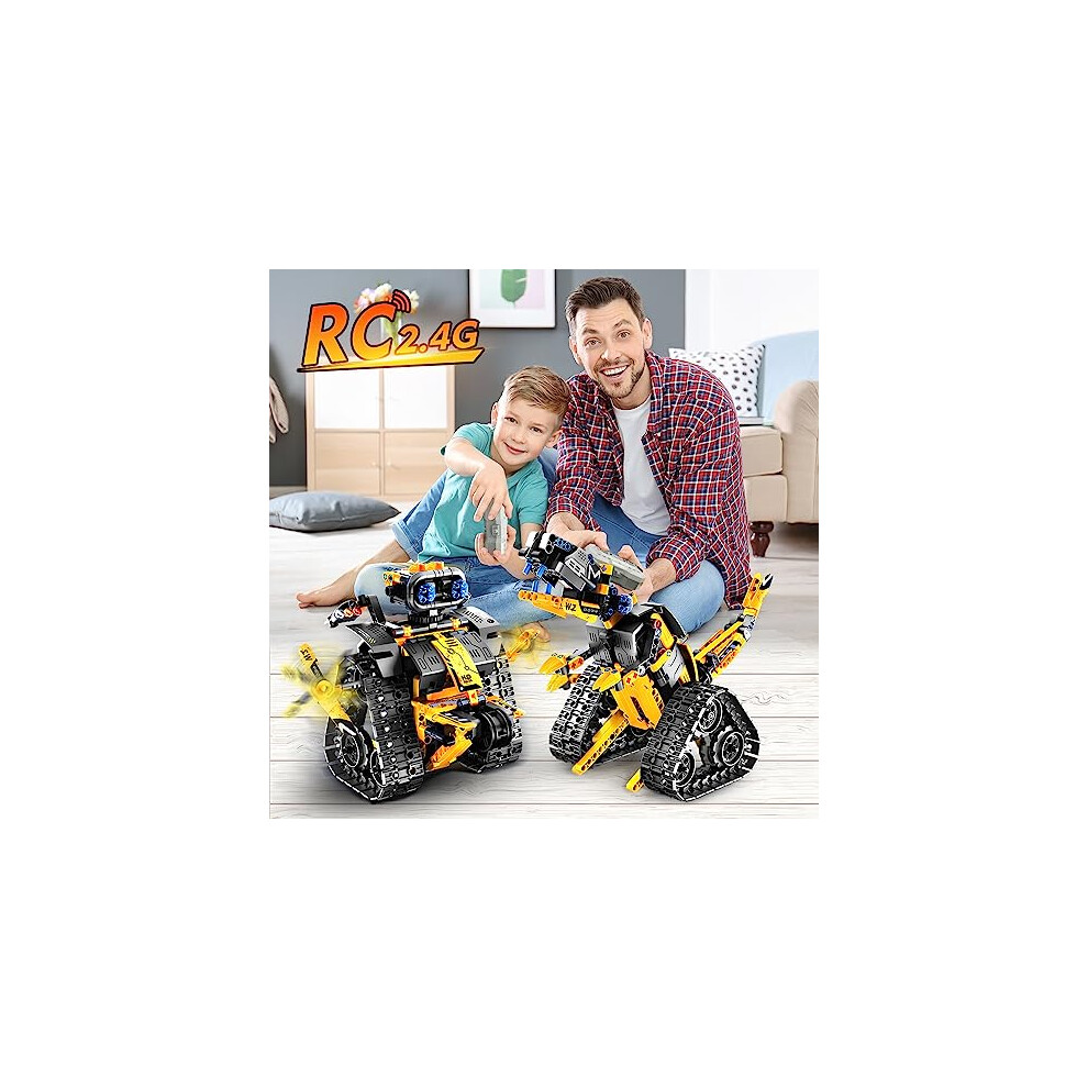 INSOON Technik Roboter Bauspielzeug mit Lichtern, 5-in-1 Roboter Klemmbausteine mit APP-& Fernbedienung, RC Panzer Bausteine 795 Stück, Ostern Geschenk für Kinder Jungen Mädchen ab 8 Jahren