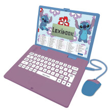 Lexibook JC598Di1 Disney Stitch-Bilingual English/French Educational Laptop, 124 Language Activities, Writing, Maths, Logic, Music and Games, Boys and