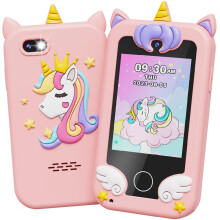 UCIDCI Kids Smart Phone Toys for Girls Ages 3-7 with Dual Camera - Toddler Phone Toys with Learning Games, Travel Toys with MP3 Music Player for