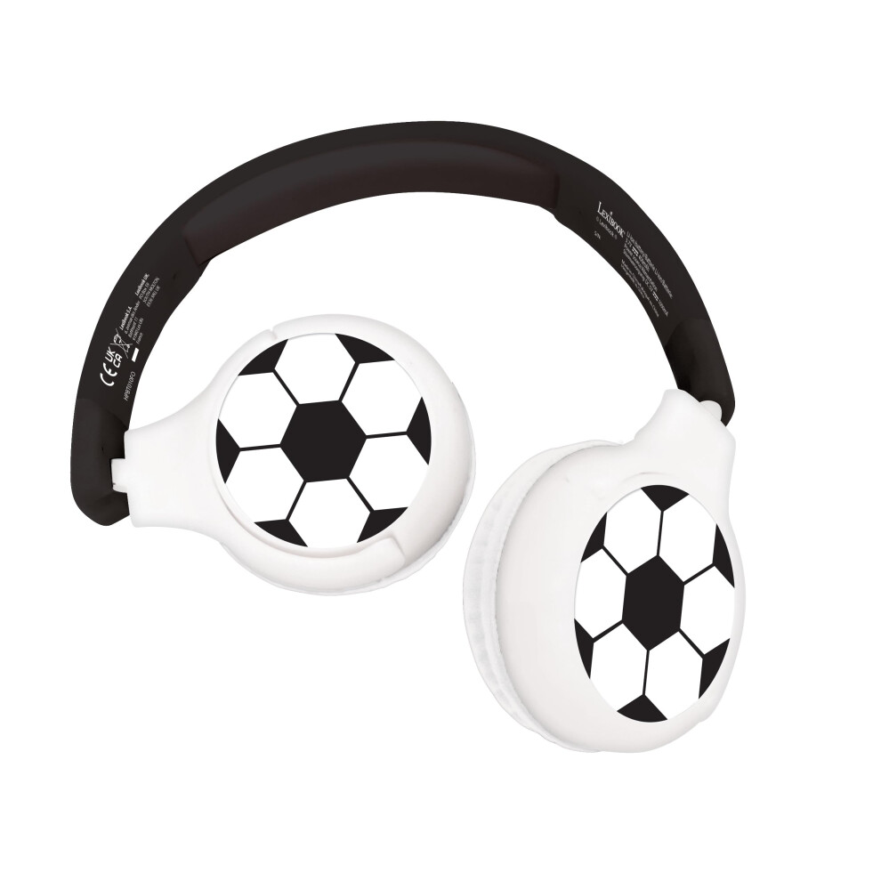 Lexibook, Football, 2-In-1 Bluetooth & Wired Headphones With Microphone And Control Button, Foldable And Adjustable, Long Lasting Rechargeable 5051217154975