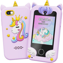 UCIDCI Kids Smart Phone Toys for Girls Ages 3-7 with Dual Camera - Toddler Phone Toys with Learning Games, Travel Toys with MP3 Music Player for