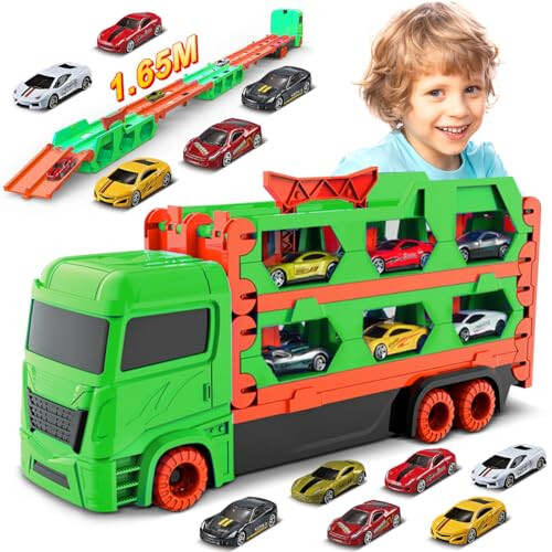 VATOS Transport Truck Toys Cars for Boys Ages 6, Portable