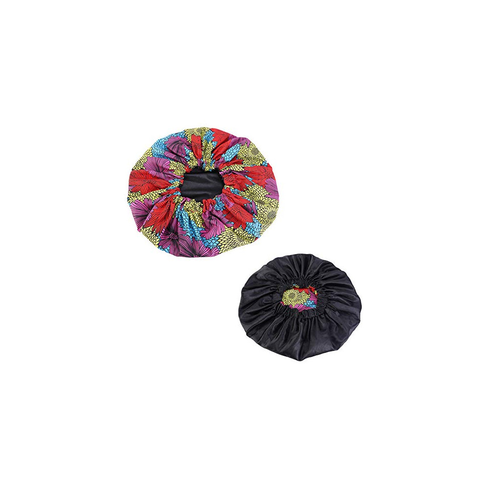 Qianmome Women Double-Layer Extra Large Print Satin Bonnet Sleep Cap African Pattern Fabric Ankara Bonnets-image-OPC-PF2PB8C-NEW