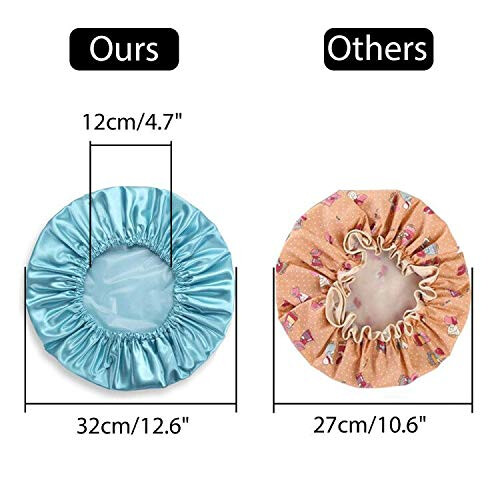 G2PLUS 32CM Large Shower Caps, 2PCS Reusable Women's Stylish Spa Cap Double Layers Bathing Hat 1