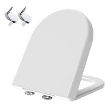 D-Shaped Toilet Seat, Soft Close with Quick Release, Top Fix 360 Adjustable Hinges, White Duroplast Loo Seat (Heavy Duty) by MASS DYNAMIC