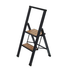 WENKO Lightweight aluminium step ladder with 2 steps for 50 cm higher stand, non-slip XXL steps, design folding step ladder with 44 x 101 x 5.5