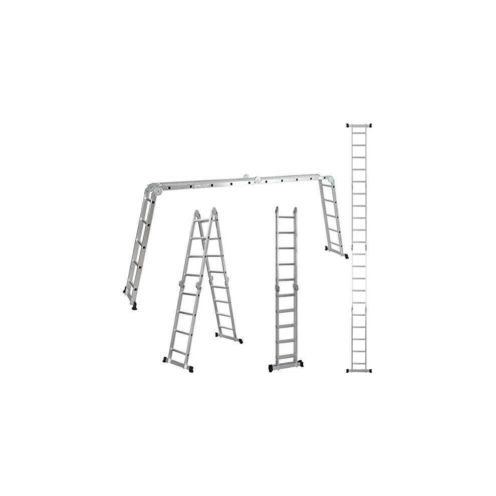 Aldorr Folding Combination Ladder 4X5 Rungs With Stabiliser Bar & Click-Lock Hinges | Multi-Purpose Ladder With Platform | Max 150Kg 8720165975723