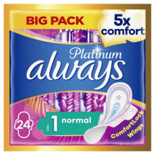 Always Platinum Normal (Size 1) Sanitary Towels With Wings 24 Pads