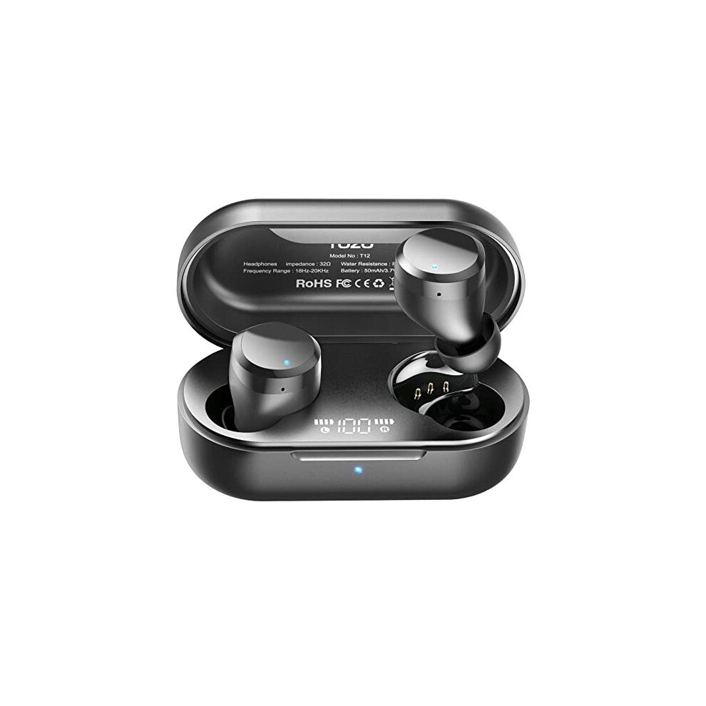 Tozo T12 Wireless Earbuds Bluetooth Headphones Premium Fidelity Sound Quality Wireless Charging Case Digital Led Intelligence Display Ipx8 Waterp 6971681311232