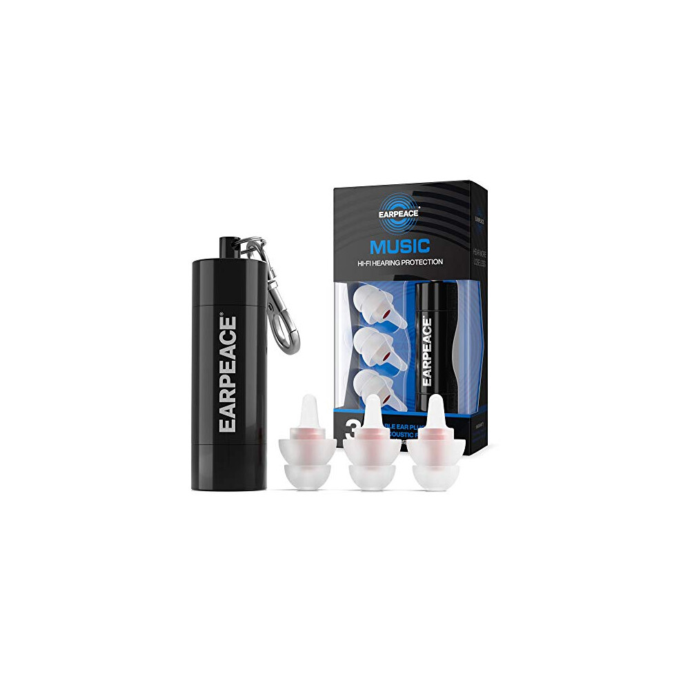 Earpeace Concert Ear Plugs - Reusable High Fidelity Earplugs - Hearing Protection For Music Festivals, Djs, Musicians, Motorcycles, Raves, Work & 640816982529