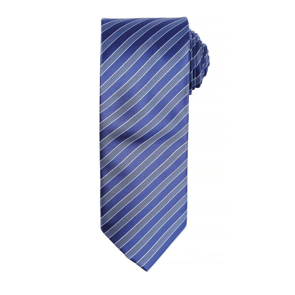 (One Size, Navy/Blue) Premier Mens Double Stripe Pattern Formal Business Tie