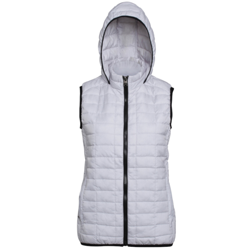 (2XL, White) 2786 Womens/Ladies Honeycomb Zip Up Hooded Gilet/Bodywarmer