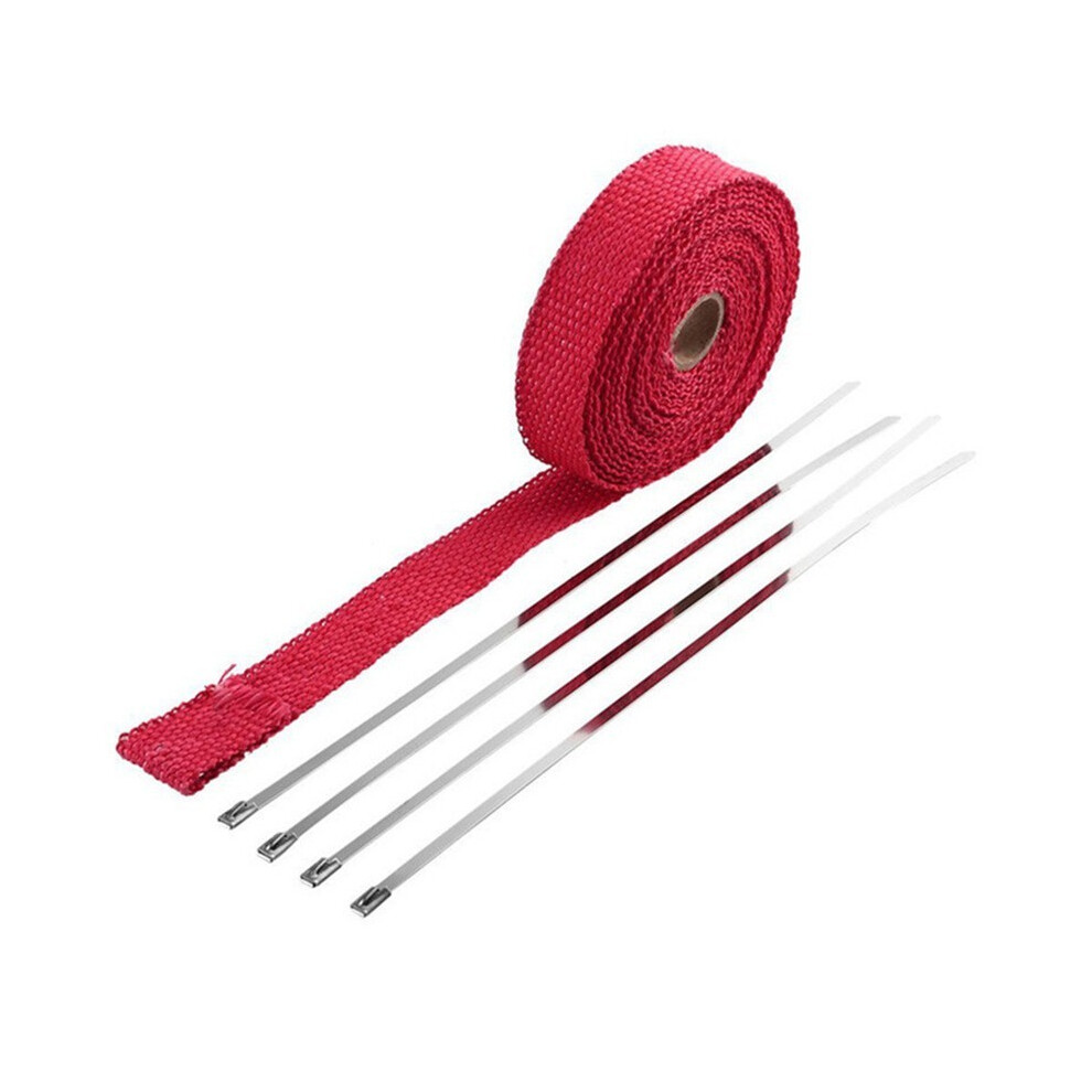 (C) 5M Roll Fiberglass Heat Shield Motorcycle Exhaust Thermal Tape Header 9042977806842