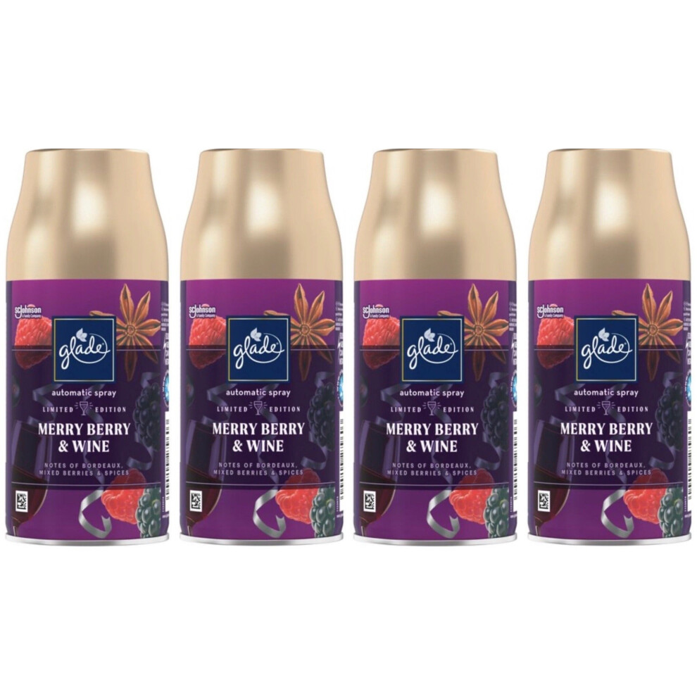 4 x Glade Automatic Spray Refill 269ml - Merry Berry & Wine