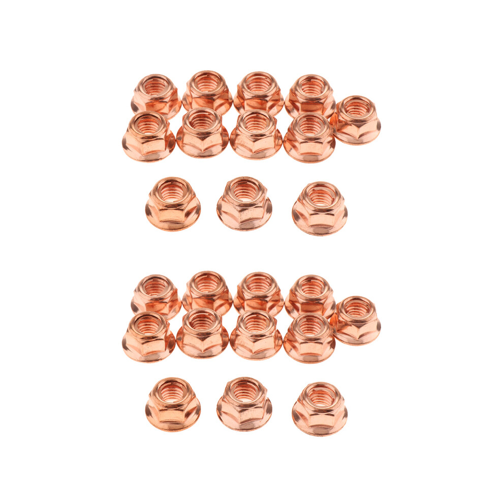 24X Copper Nuts For Bmw E30 Exhaust Manifold Pipe Head Nuts Stud M8 Flange 9042977799595