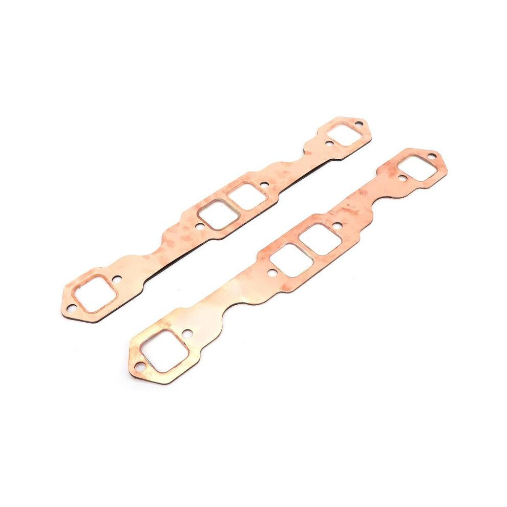 2Pcs Square Port Copper Plating Exhaust Gaskets For Sbc Chevy 327/305/350 9042977806729