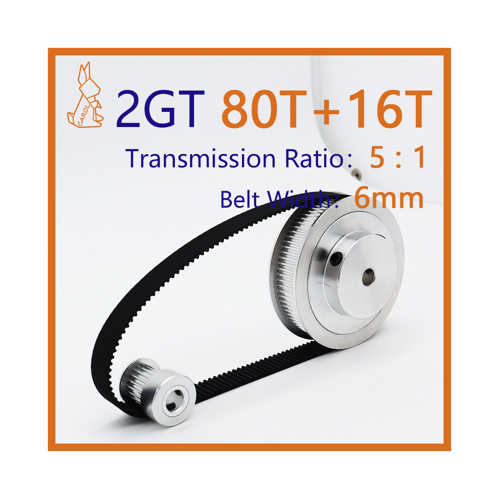 80Teeth 16Teeth 2Gt Pulley Set Synchronous Wheels Belt Width 6Mm 3D Printer 9042977818975