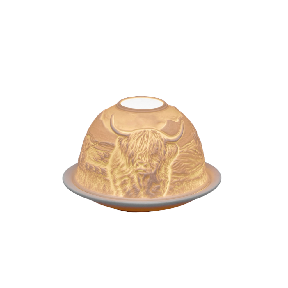 Small Lithophane Dome Tealight Candle Holder - Highland Cow