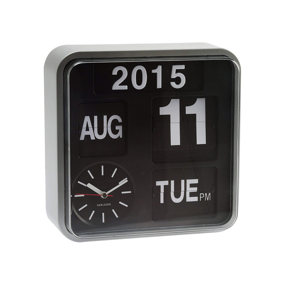 Karlsson Flip Calendar Wall Clock Silver Mini Flip