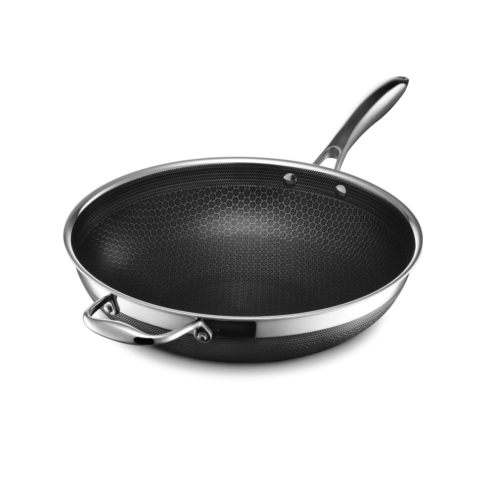 HexClad Hybrid Nonstick Wok, 30 cm, Stay-Cool Handle, Dishwasher Safe, Induction Ready, Compatible with All Cooktops