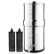 Phoenix Gravity, Gravity Fed Stainless Steel Drinking Water Filter with 2 Phoenix Carbon Water Filter Cartridges, Stainless Steel Tap (6 litre)