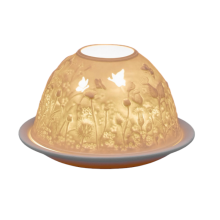 Small Lithophane Dome Tealight Candle Holder - Blue Tits And Blossoms