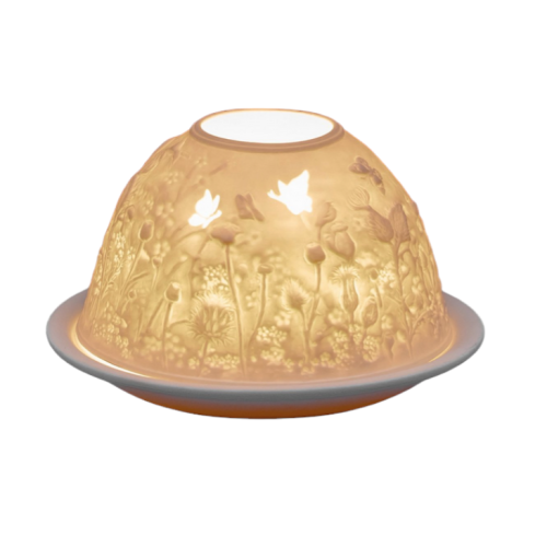 Shiseido Small Lithophane Dome Tealight Candle Holder - Blue Tits And Blossoms