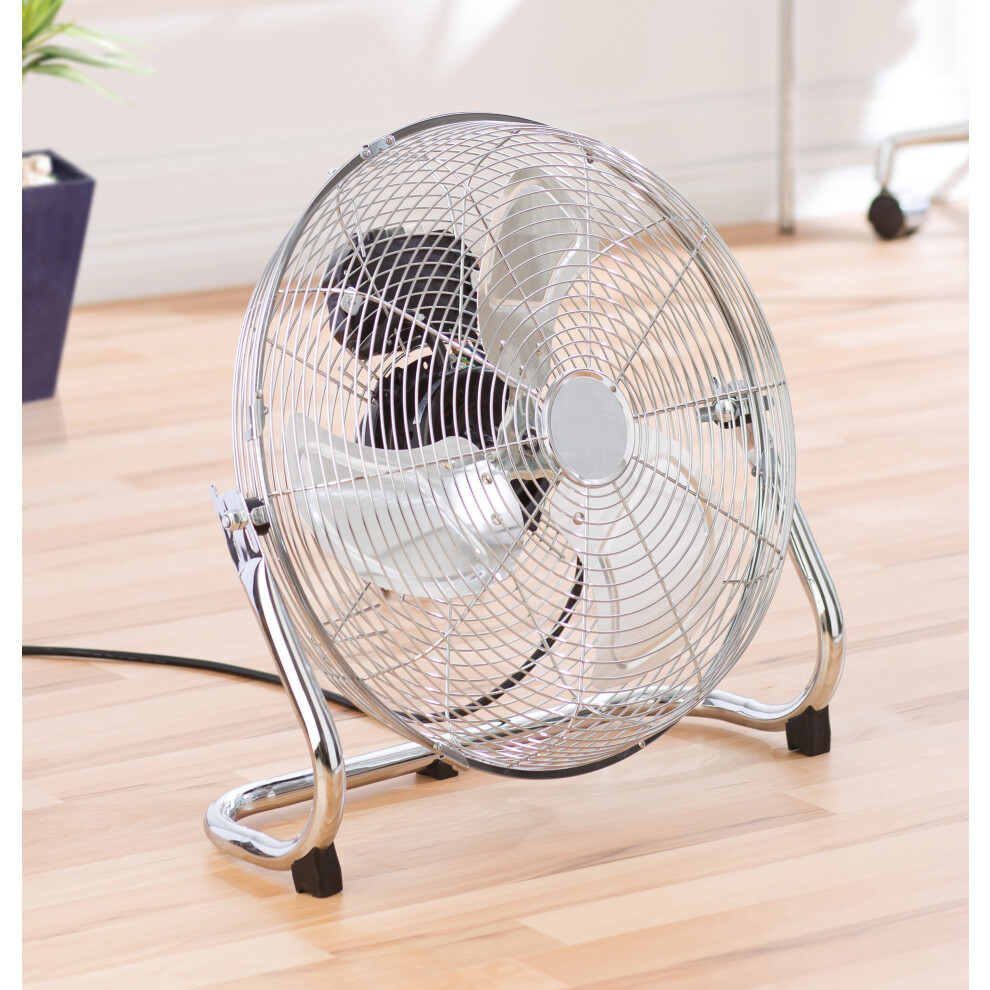 Daewoo COL1572 Chrome 18 inch Large Floor Fan Metal High Velocity Electric Free Standing 3 Speed Retro Industrial