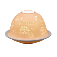 Small Lithophane Dome Tealight Candle Holder - With Love