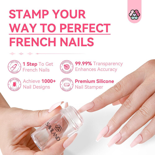 Saviland French Tip Nail Stamp - 4PCS 2