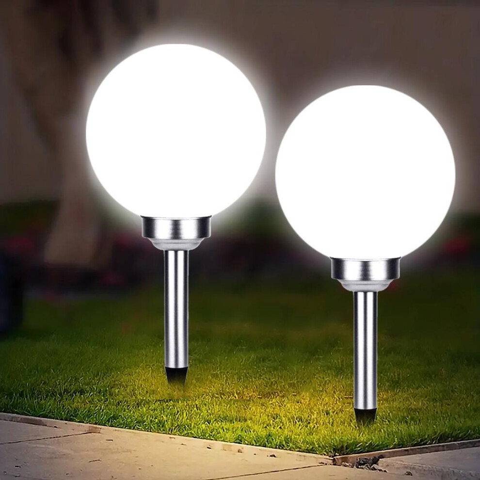 GEEZY Solar Outdoor Garden Stake Light 30 cm Set of 2 Dusk to Dawn Globe Light Patio