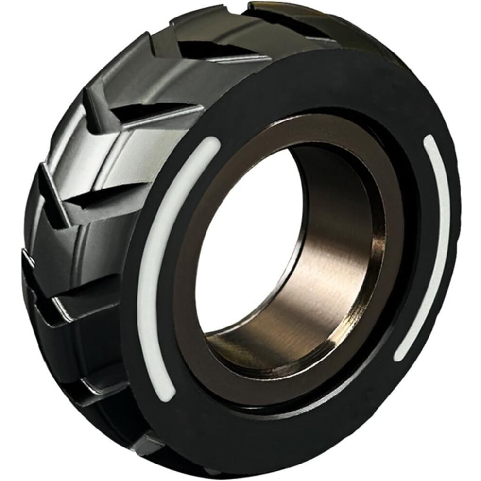 Dual Function Stainless Steel Motorcycle Tire Fidget Ring, Anxiety Relief Ring, Magnetic Rings Fidget Toy, Spinner Rings for  Men