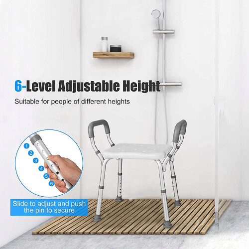 Shower Chair, 6 Positions Adjustable Bathtub Shower Stool for Elderly 1