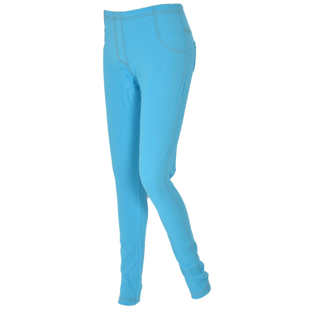 True Face (Turquoise, S - M) Ladies Skinny Jegging Coloured Denim Stretchy Pant Blue
