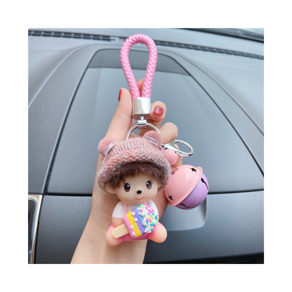 (Style B) Eternal Monchhichi Flower Bag Car Pendant Keychain Plush Toy Doll Accessories