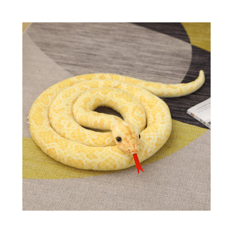 Veishet ( Patterned, 200Cm/78.74In) Giant Snakes Plush Toy Simulated Realistic Animal Doll Prank Prop Pp Cotton Yellow