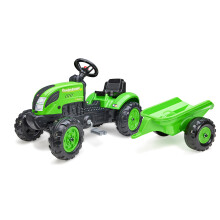 Falk 2057L Country Farmer Trailer-Green Outdoor Ride-on Pedal Tractor for Kids Ages 2+
