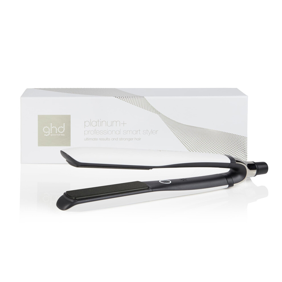 ghd Platinum+ Styler in White - Professional Smart Hair Straighteners, Wishbone Hinge, Ultra Gloss Plates