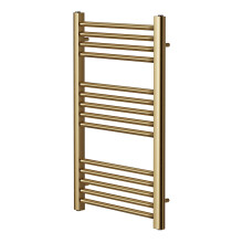 Greened House Brushed Brass Straight Heated Towel Rail 500mm Wide x 800mm High Flat Central Heating Towel Radiator