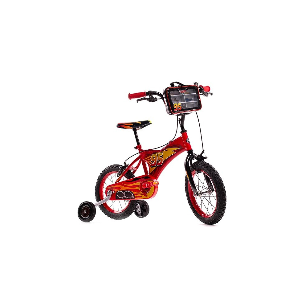 Huffy Disney Cars 14 Inch Kids Bike + Stabilisers For Boys Or Girls 4-6 Years - Lightning Mcqueen Styling Red