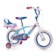 Huffy Frozen Girls Bike 14" for ages 3-5- Sky Blue & White with Enchanting Sleigh