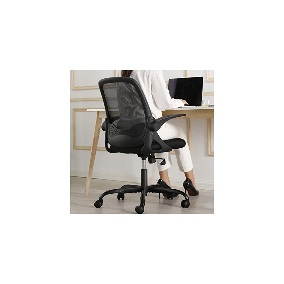 KERDOM Office Chair, Ergonomic Desk Chair, Breathable Mesh Computer Chair, Comfy Swivel Task Chair with Flip-up Armrests and Adjustable Height-image-OPC-PF2QB97-NEW
